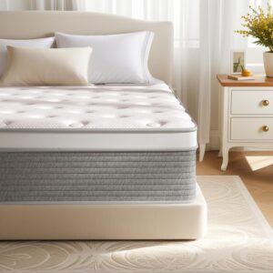 Queen Mattress, 12 Inch Queen Size Bed Mattress in a Box with Memory Foam and Pocket Spring for Medium Firm Feel, Fiberglass Free, Motion Isolation, CertiPUR-US