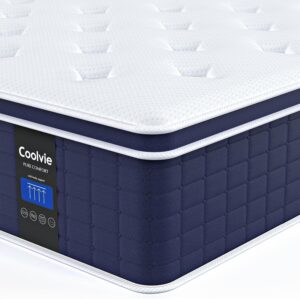 Coolvie King Size Mattress 14 Inch, Hybrid King Mattress in a Box, Medium Firm Feel, 4 Layer Premium Foam with Pocket Springs for Motion Isolation & Pressure Relieving, 100-Night Trial