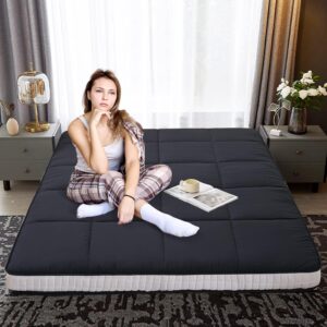 DoCred Full Size Futon Mattress, Extra Thick Foldable Japanese Floor Mattress Memory Foam Sleeping Pad for Adults – Roll Up Mattress Tatami Mat Folding Sleeping Pad Breathable Floor Lounger Guest Bed