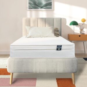 Twin Size Mattress – 8 Inch Cool Comfort Foam & Spring Hybrid Mattress with Breathable Organic Cotton Cover – Quilted Soft Tight Top – Rolled in a Box – Oliver & Smith