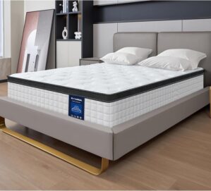 12 Inch White Twin Spring Mattress,Medium Firm with Gel Memory Foam,Individually Pocketed Coil,Fiberglass-Free Fire Retardant CertiPUR-US Certified,75″*39″*12″