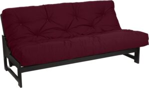 Mozaic Full Size 8-inch Cotton Twill Gel Memory Foam Futon Mattress, Burgundy