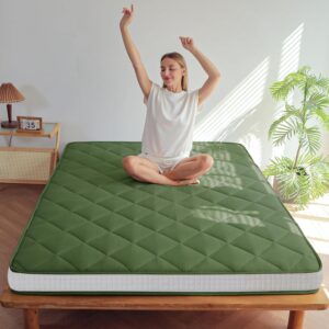 MAXYOYO 6″ Extra Thick Futon Mattress Floor Mattress, Twin Size Diamond Pattern Japanese Tatami Pad Roll Up Mat for Adults, Guest, Green