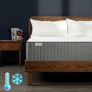 Queen Mattress 12 Inch, Queen Mattress in a Box, Memory Foam Hybrid Colchones with Individual Pocket Coils for Motion Isolation, Made in USA Mattresses, Pressure Relief, Medium Feel, CertiPUR-US