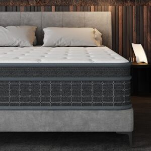 UMN Full Size Mattress, 12 Inch Full Mattress in a Box, Individually Pocketed Springs, Pressure Relief, Motion Isolation, Provides Support, CertiPUR-US Certified, Medium Firm