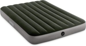 Intex 64778E Dura-Beam Standard Prestige Air Mattress: Fiber-Tech – Full Size – Hand-Held Battery Pump – 10in Bed Height – 600lb Weight Capacity