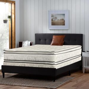 Zayton 12-Inch Medium plush Double sided Pillowtop Innerspring Mattress And 8″ Wood Box Spring/Foundation Set, Good For The Back, Twin
