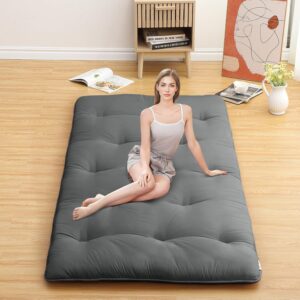 ROYGROW Japanese Floor Mattress Twin Size, Futon Mattress 39″ x 80″ Size Sleeping Pad Foldable Tatami Mattress for Kids, Roll Up Camping Mattress for RV Travel, Dorm, Apartment, Dark Grey