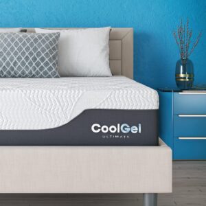 Cool Gel Chill 14 Inch Medium Firm Memory Foam Mattress Queen Size, with 2 Bonus CoolGel Memory Foam Bed Pillows, 14″ with Pressure Relief, CertiPUR-US Certified, Cooling Queen Mattress in a Box