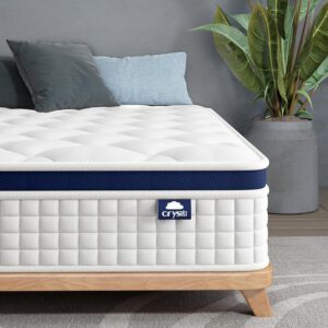 Crystli Twin Size Mattress, 12 Inch Memory Foam Mattress Bed in A Box, Innerspring Hybrid Twin Size for Pressure Relief, Medium Firm, CertiPUR-US Certified