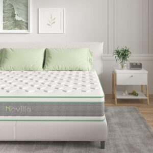 Novilla Twin Mattress 12 Inch Hybrid Mattress in a Box, Innerspring Mattresses with Gel Memory Foam for a Cool Sleep, Pressure Relief, Medium Firm Feel, Groove
