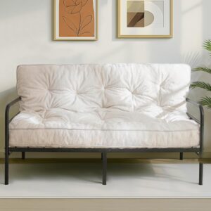 MAXYOYO 6″ Futon Mattress Full Size, Thick Boucle Futons Sofa Couch Bed Sleeper Sofa Bed Floor Mattress for Adults, Shredded Foam Filling (Frame Not Included), Beige
