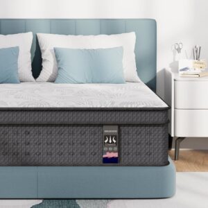 Queen Mattress 14 inch, Medium Firm Hybrid Mattresses with Cooling Gel Memory Foam, Queen Mattress in a Box, Independent Spring for Motion Isolation, Pressure Relief & Upgraded Support, CertiPUR-US