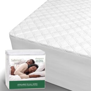 SafeRest Sleepure Waterproof Mattress Protector King Size – Viscose Derived from Bamboo – Fitted with Stretchable Pockets – Machine Washable Cotton King Mattress Cover for Bed