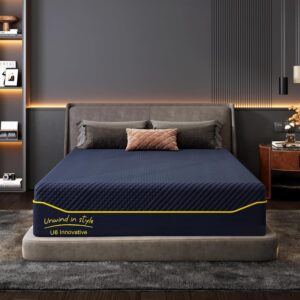 10 Inch Gel Memory Foam Mattress Queen Size for Pressure Relief, Medium Firm, with Removable Cover, CertiPUR-US Certified, Navy Blue