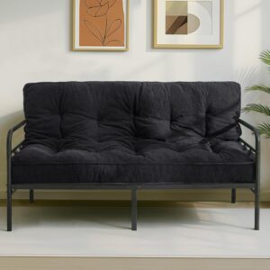 MAXYOYO 6″ Futon Mattress Full Size, Thick Boucle Futons Sofa Couch Bed Sleeper Sofa Bed Floor Mattress for Adults, Shredded Foam Filling (Frame Not Included), Black