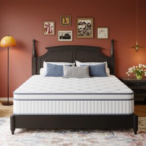Twin Mattress, 8 Inch Twin Size Mattresses in a Box, Hybrid with Gel Memory Foam and Pocketed Springs for Motion Isolation & Enhanced Support, Medium Firm, CertiPUR-US Certified