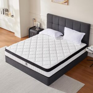 King Size Mattress, 12 Inch King Mattress in a Box, Hybrid Memory Foam & Individually Pocket Spring to Improve Sleep, Medium Firmness, CertiPUR-US Certified