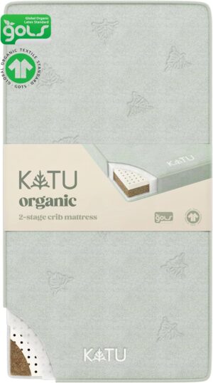 KATU 100% Organic Latex+Coconut 2-Stage Crib Mattress for Infant/Newborn/Toddler Safe Non-Toxic Hypoallergenic Breathable GOTS GOLS w