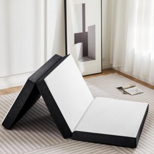 OLIXIS Tri-fold Memory Foam Mattress – 3 Inch Twin Size Portable Floor Bed, Foldable Mat for Kids and Adults, Collapsible and Washable Cover with CertiPUR-US Certified, for Travel & Camping & Yoga