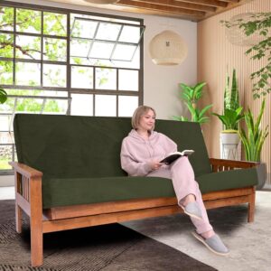 Foamma Memory Foam Futon Mattress, Double-Sided Foldout Couch Futon Mattress – Full Size (Deep Forest) – Comfortable and Heavy Duty Sofa Bed, Thick Corded Cushion for All (Frame NOT Included)