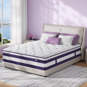 12 Inch Hybrid Mattress in a Box with Handles, Full Mattress, Lavender Gel Memory Foam Bed Pad, Pocket Springs for Motion Isolation & Edge Support, 365 Night Trial, Fiberglass-Free, CertiPUR-US