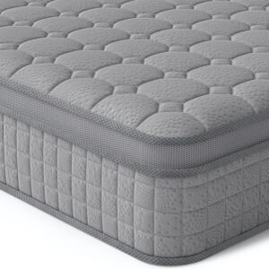 Vesgantti 12 Inch Multilayer Hybrid Queen Mattress – Multiple Sizes & Styles Available, Ergonomic Design with Memory Foam and Pocket Spring, Medium Firm Feel, Grey