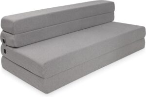 Milliard Tri-Fold Mattress and Sofa Bed for Living Room, Sleeping, Camping | Travel-Friendly Foldable Couch – Short Queen Size Folding Mattress, Convertible to Fold Out Chair Bed (60 * 74 * 5)