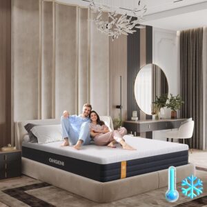 OhGeni 12 Inch King Size Mattress, Cooling Gel Memory Foam Bed Mattresses in a Box, Cool Touch Surface, Medium Feel，Ergonomic Support & Pressure Relief, CertiPUR-US Certified Foam, Designed in USA