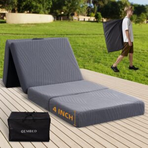 Memory Foam Camping Mattress Pad, 4 Inch Thick Waterproof Foldable Sofa Bed Floor Mattress, Portable Sleeping Pad for Adult, Sleeping Mat for Travel RV Camping Guest Yoga