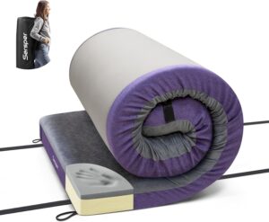 Sersper 4 Inch Bamboo Charcoal Memory Foam Camping Mattress, CertiPUR-US Sleeping Pad, Portable Roll-Up Sleeping Mat for Travel, Car Camping, Twin Size