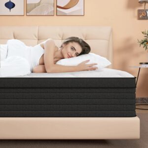 King Mattress, 8 Inch Individual Pocket Springs with Gel Memory Foam, Medium Firm Mattresses in a Box, Hybrid King Size Mattress with Pressure Relief