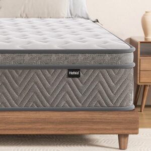 Hotkid,Queen Mattress,10 Inch Hybrid Queen Size Mattresses in a Box,Medium Firm Mattress with Comfortable High Density Foam and Individual Pocket Spring for Motion Isolation