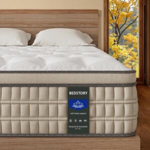 BedStory Firm Queen Mattress 14 inch – Pain-Relieving Hybrid Mattress for Extra Lumbar & Hip Support – 365-Night Trial No Sagging Bed in a Box – No Odor, Fiberglass-Free, CertiPUR-US Certified