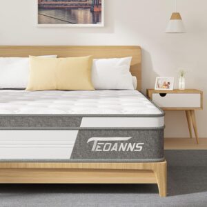 Teoanns King Size Mattress, 12 Inch Medium Firm Mattress in a Box, Hybrid Mattress King Size for Pressure Relief & Supportive, CertiPUR-US, 100 Nights Trial