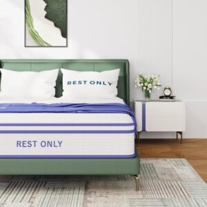 Twin Mattress 12 Inch, Rest Only Twin Size Hybrid Mattress in a Box with Pocket Spring, Medium Firm, Motion Isolation and Pressure Relieving, for Kid’s Room