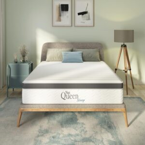 NapQueen 8 Inch Maxima Hybrid Mattress, Full Size, Cooling Gel Infused Memory Foam and Innerspring Mattress, Bed in a Box, White & Gray