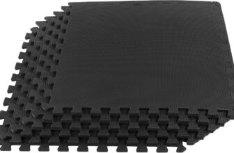EVA Foam Mat Tiles 6-Pack – 24 SQ FT of Interlocking Padding for Garage, Playroom, or Gym Flooring – Exercise Mat or Baby Playmat by Stalwart (Black)