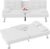 Flamaker Futon Sofa Bed Modern Folding Futon Set PU Leather Convertible Recliner Lounge for Living Room with 2 Cup Holders, Removable Armrests (PU Leather, White)