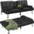 Flamaker Futon Sofa Bed Modern Folding Futon Set Convertible Recliner Lounge for Living Room with 2 Cup Holders, Removable Armrests (PU Leather, Black)