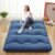 Japanese Futon Mattress, Queen Size Foldable Japanese Style Floor Mattress Roll Up, Tatami Mat, Camping Mattress Pad, Navy Blue