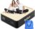 Luxury Air Mattress Queen with Built in Pump, 18” High Double Blow Up Mattress, Self Inflating Air Bed with Flocked Top and Carry Bag, Durable Portable Airbed for Home Guest and Camping, Khaki