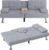 Flamaker Futon Sofa Bed Modern Folding Futon Set Linen Fabric Convertible Recliner Lounge for Living Room with 2 Cup Holders, Removable Armrests (Fabric, Light Grey)