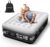 MoKo Air Mattress Queen with Built in Pump, 18” Luxury Inflatable Mattress, 3 Min Fast Blow up Mattress, Comfort Top – Velvety Air Bed for Home, Camping, Travel, Guests, Black/Gray