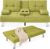 Best Choice Products Linen Modern Folding Futon, Reclining Sofa Bed for Apartment, Dorm w/Removable Armrests, 2 Cupholders – Chartreuse
