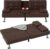 Flamaker Futon Sofa Bed Modern Folding Futon Set Convertible Recliner Lounge for Living Room with 2 Cup Holders, Removable Armrests (PU Leather, Brown)