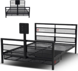 X Rocker Basecamp Full Size Gaming Bed, Rotating TV Mount with Vented Console Storage, Metal Mesh Frame with Slats, Amazon Exclusive, Black